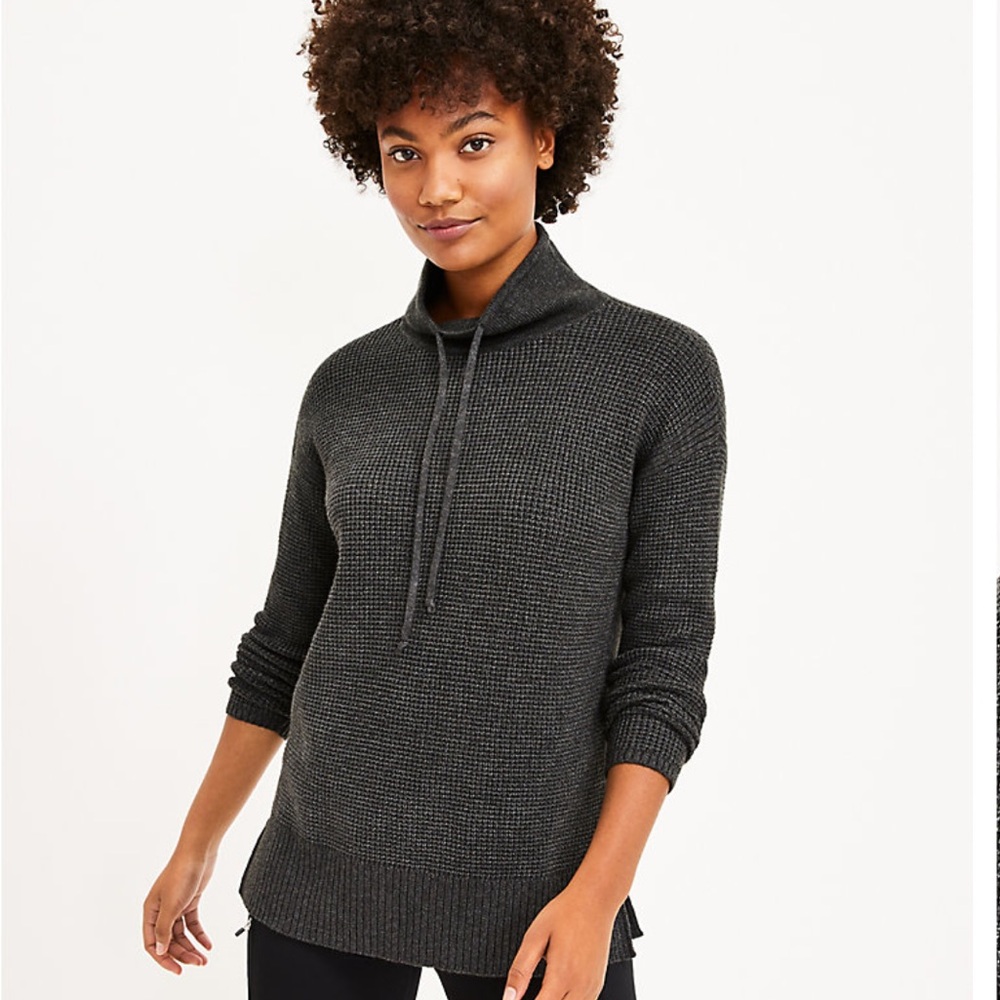 Lou & Grey Wafflestich Drawstring Neck Sweater